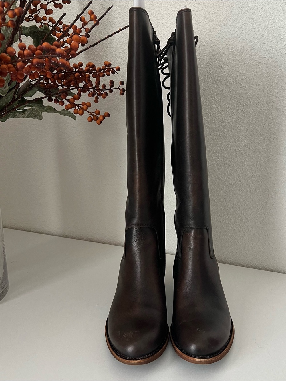 SOFFT-Women's Tall Leather Riding Boots - Dark Brown